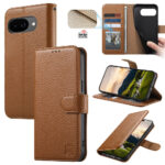 Split Leather Flip Cover For Google Pixel 10A Case RFID Blocking Wallet with Magnetic Clasp