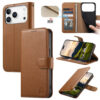 6601237962B-1 Split Leather Flip Cover For iPhone 18 Pro Max / iPhone 17 Pro Max Case RFID Blocking Wallet with Magnetic Clasp