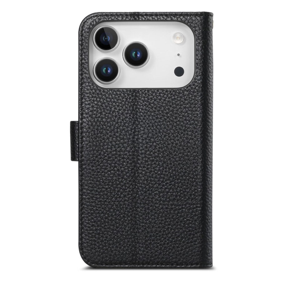 6601237962C-8 Split Leather Flip Cover For iPhone 18 Pro Max / iPhone 17 Pro Max Case RFID Blocking Wallet with Magnetic Clasp