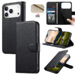Split Leather Flip Cover For iPhone 18 Pro / iPhone 17 Pro Case RFID Blocking Wallet with Magnetic Clasp