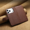 6601237963C-9 Split Leather Flip Cover For iPhone 18 Pro / iPhone 17 Pro Case RFID Blocking Wallet with Magnetic Clasp