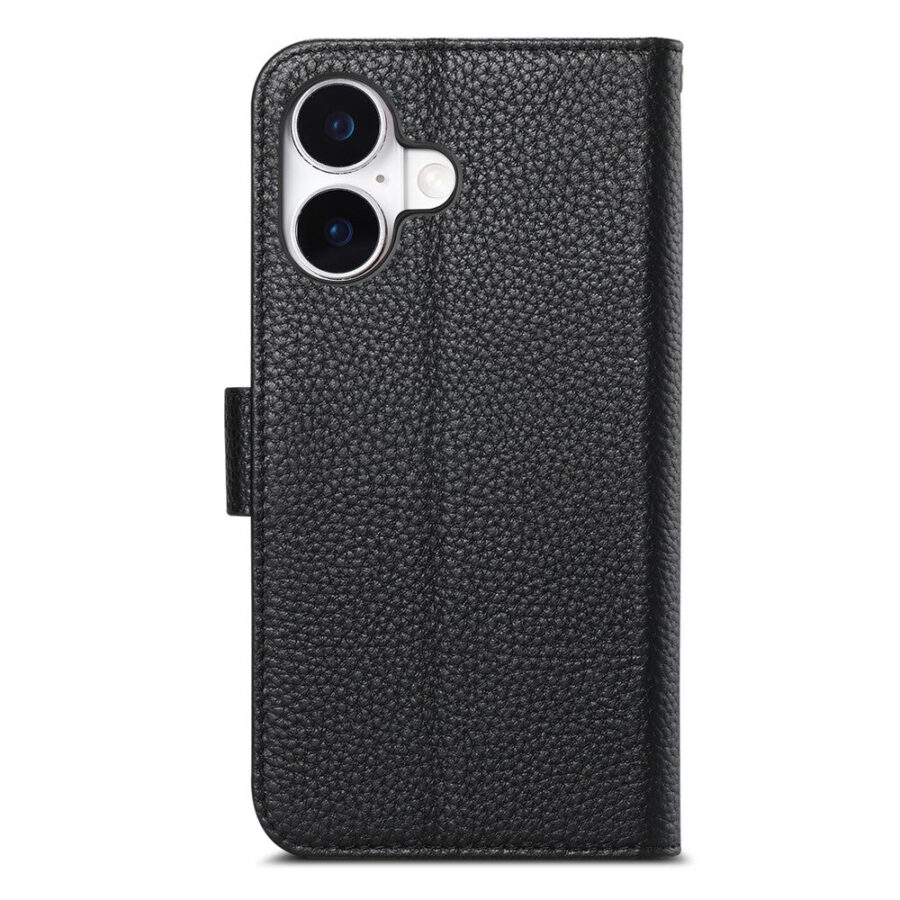 6601237964B-8 Split Leather Flip Cover For iPhone 17 Case RFID Blocking Wallet with Magnetic Clasp