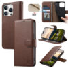 Split Leather Flip Cover For iPhone 15 Pro Case RFID Blocking Wallet with Magnetic Clasp