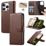 Split Leather Flip Cover  For iPhone 13 Pro Case RFID Blocking Wallet with Magnetic Clasp