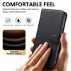 6601237993A-10 Split Leather Flip Cover For iPhone 17e / iPhone 16e Case RFID Blocking Wallet with Magnetic Clasp