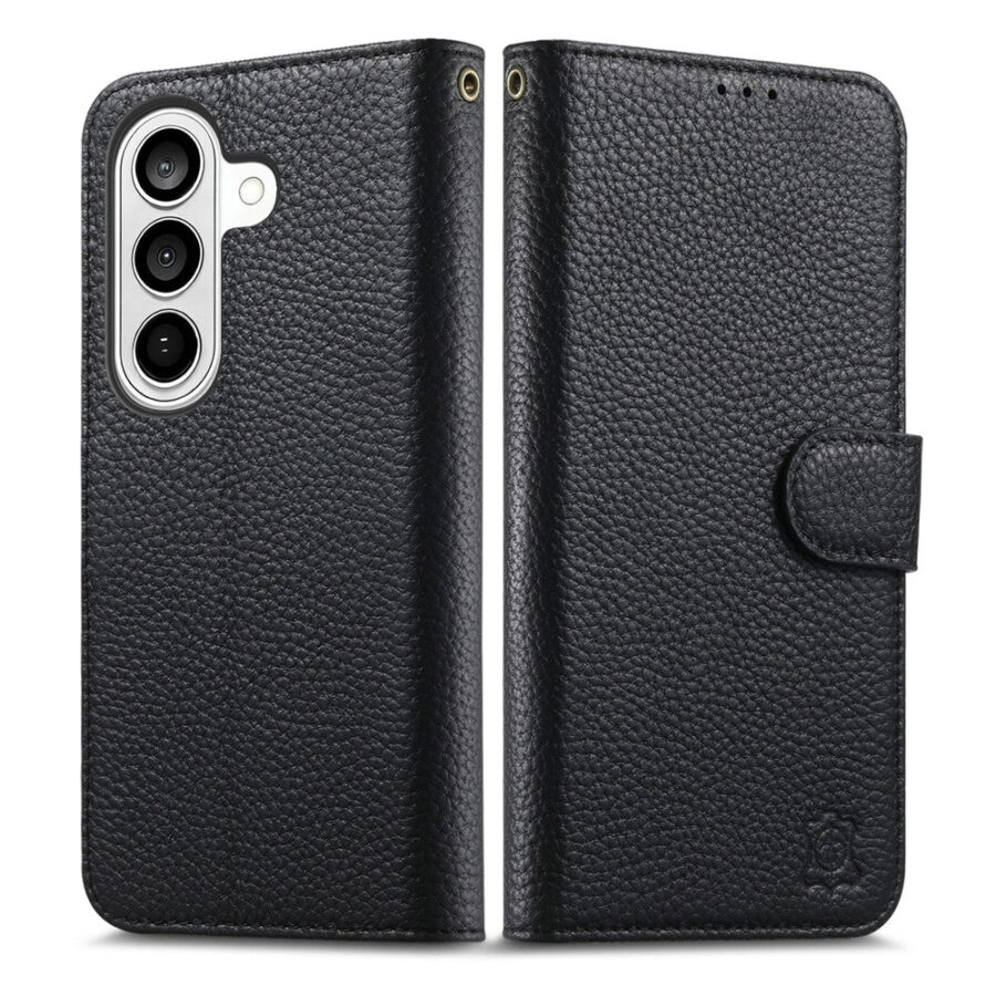 6601238000A-6 Split Leather Flip Cover For Samsung Galaxy S24 Case RFID Blocking Wallet with Magnetic Clasp