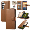 6601238000B-1 Split Leather Flip Cover For Samsung Galaxy S24 Case RFID Blocking Wallet with Magnetic Clasp