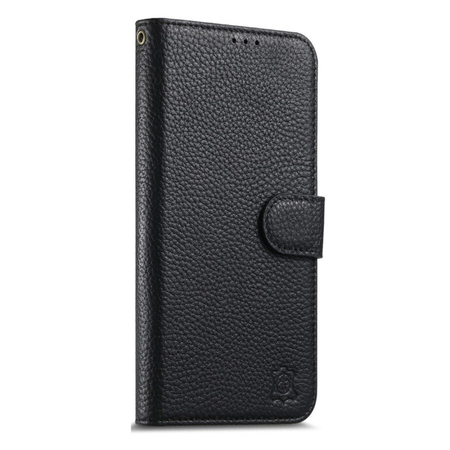 6601238004A-13 Split Leather Flip Cover For Samsung Galaxy S24 FE Case RFID Blocking Wallet with Magnetic Clasp