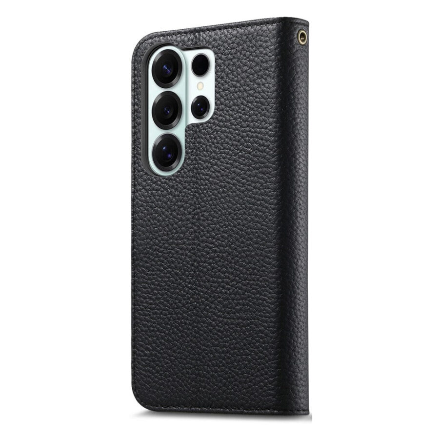 Split Leather Flip Cover For Samsung Galaxy S24 Ultra Case RFID Blocking Wallet with Magnetic Clasp