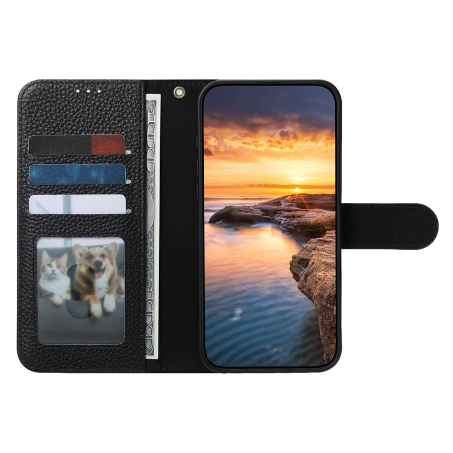 Split Leather Flip Cover For Samsung Galaxy S24 Ultra Case RFID Blocking Wallet with Magnetic Clasp