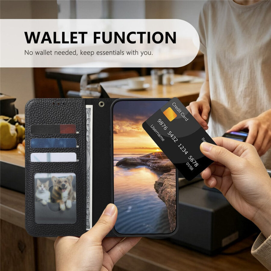Split Leather Flip Cover For Samsung Galaxy S24 Ultra Case RFID Blocking Wallet with Magnetic Clasp