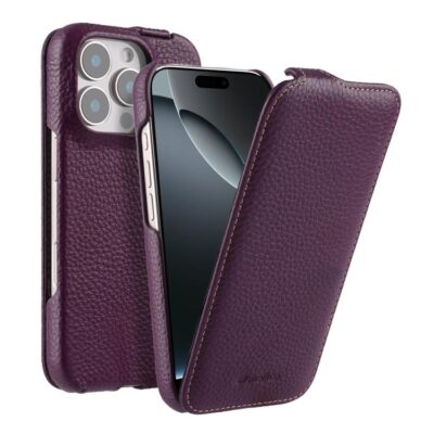 EDA009243112A.jpg MELKCO For iPhone 13-16 Series Pro & Pro Max Case Genuine Bovine Leather Vertical Flip Phone Cover
